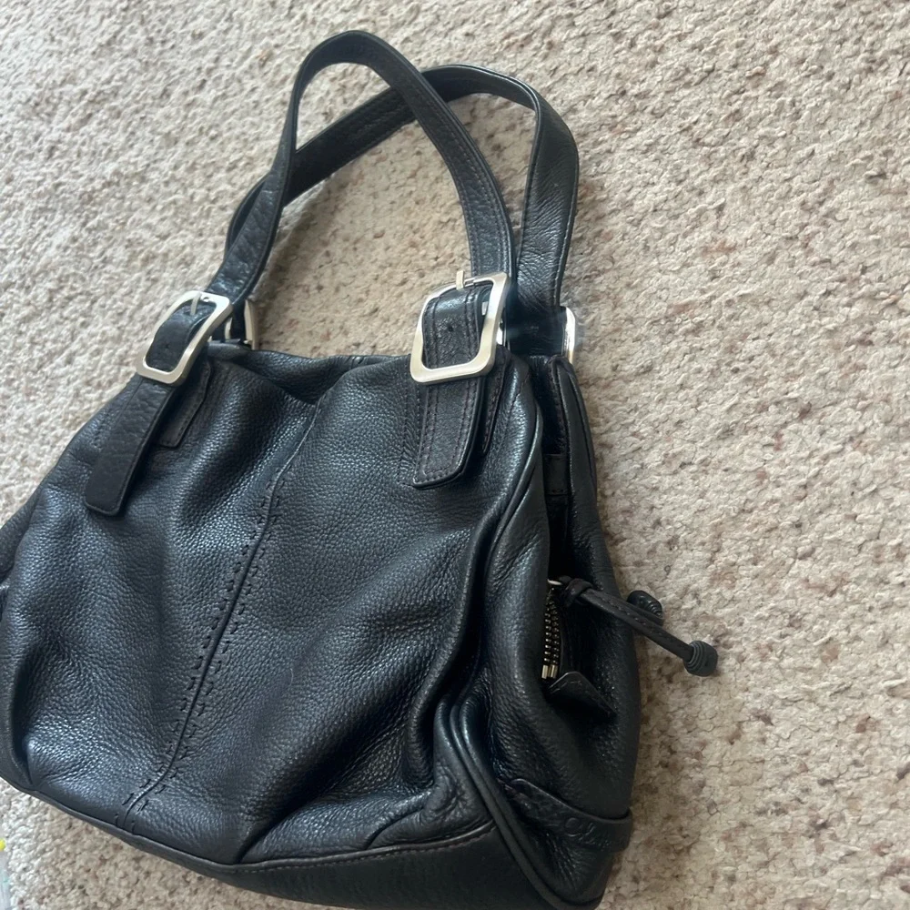 Cole Haan Black Pebble Leather Hobo Satchel work Bag large compartments